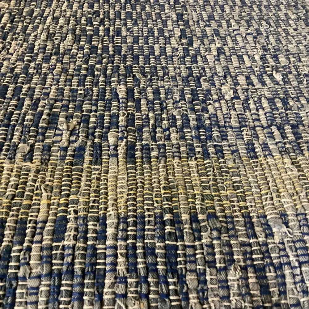 Blue and White Woven Throw Blanket